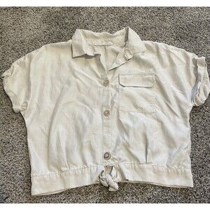 Zara Kids Blouse Girls Size 11-12 Beige Buttons